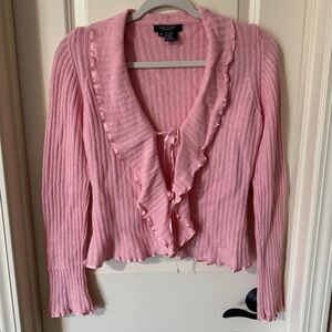 Vintage Y2K ribbed tie front cardigan sweater